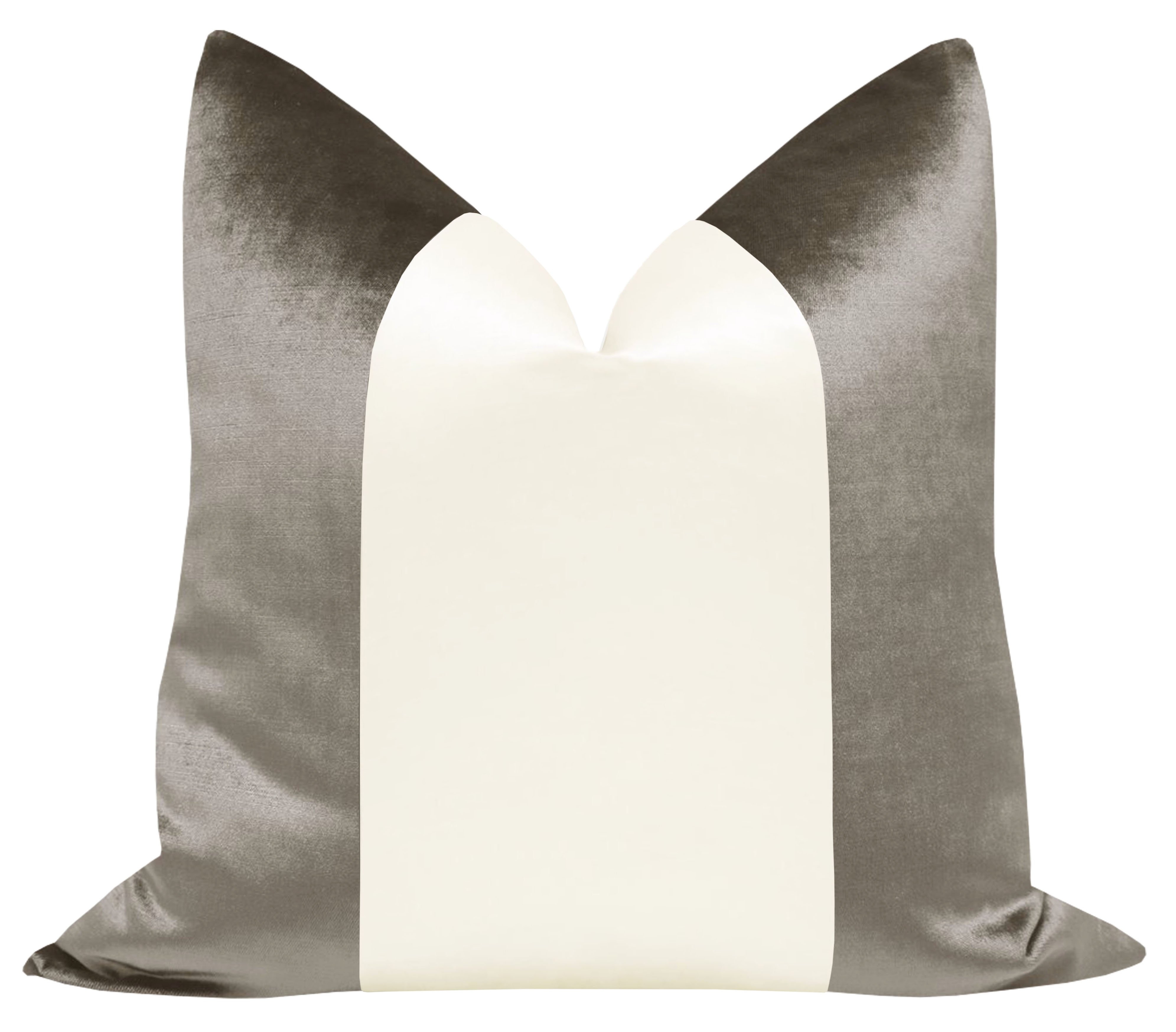 PANEL COLORBLOCK :: FAUX SILK VELVET // QUARTZ + ALABASTER SILK - 24" X 24" - Image 0