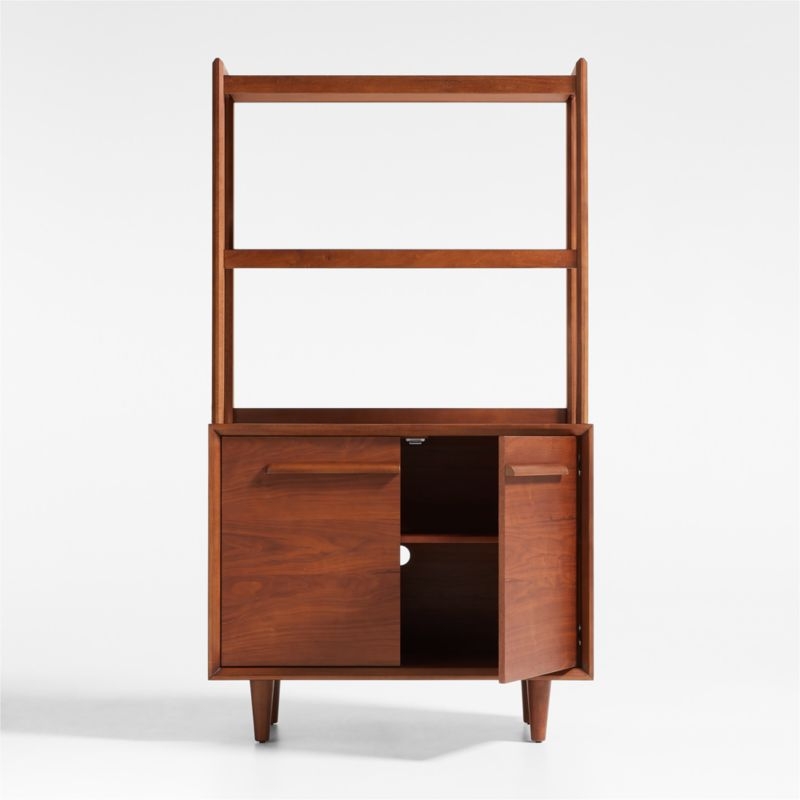 Tatum Walnut Wood 2-Door Kids Storage Bookcase with Hutch - Image 5