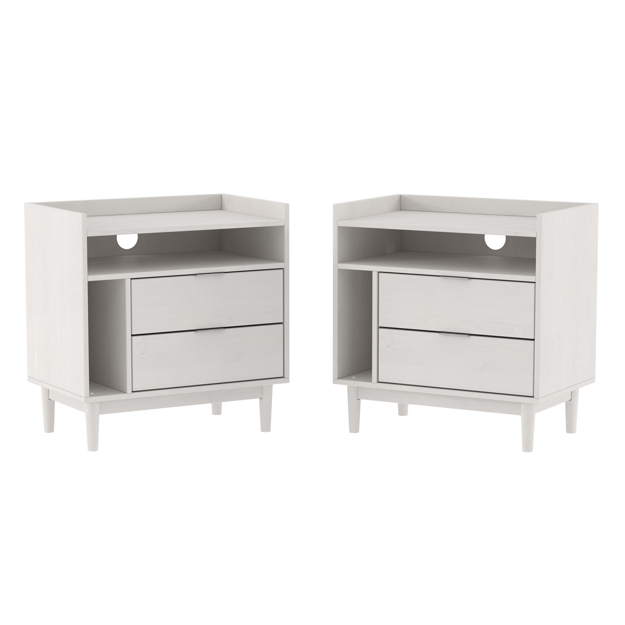 25" Solid Wood 2-Drawer Night Stand with Gallery - 2PK - White - Image 4