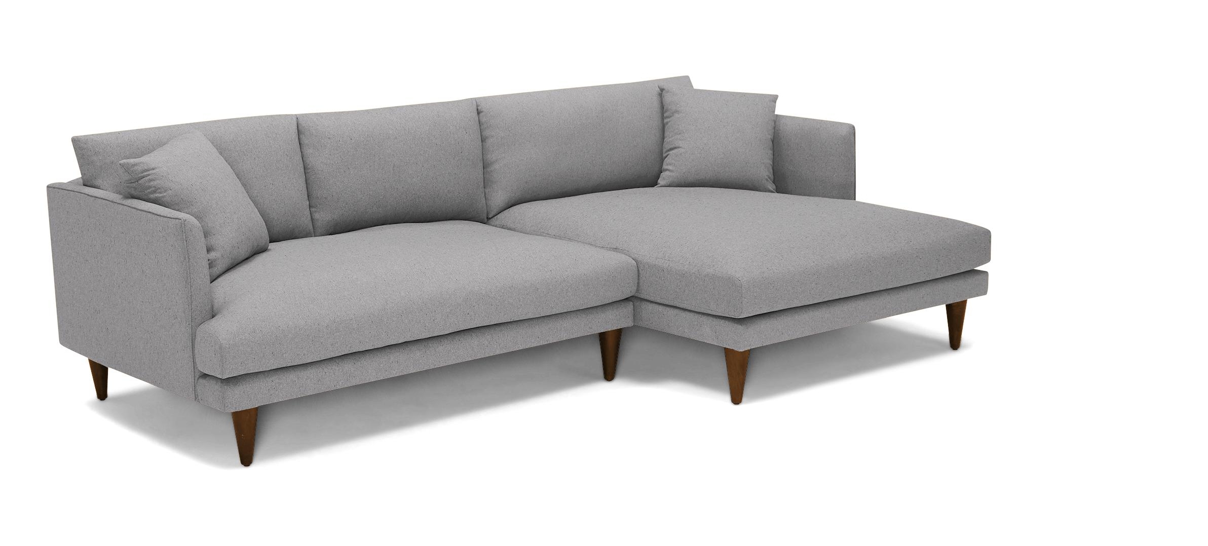 Gray Lewis Mid Century Modern Sectional - Royale Ash - Mocha - Left - Cone - Image 1