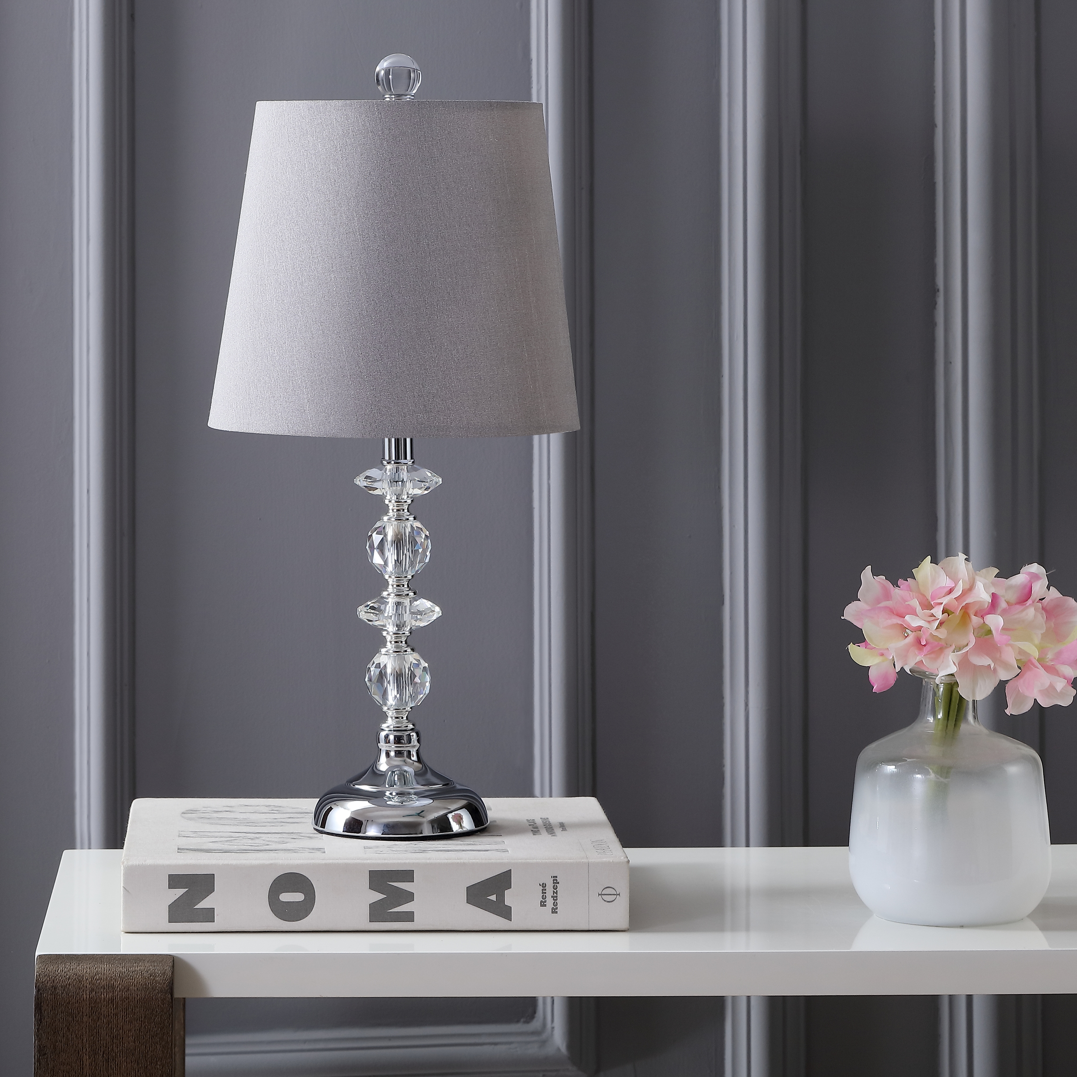Lucena Table Lamp - Grey Shade/Clear Base - Arlo Home - Image 0