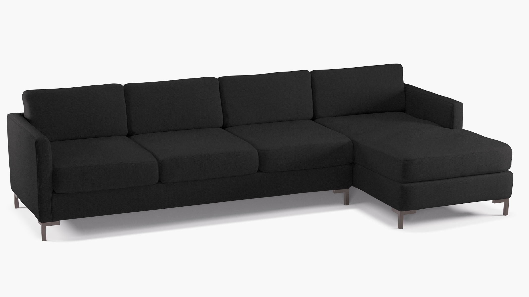 Modern Sectional, Right Facing, Raven Everyday Linen, Bronze L Leg - Image 1