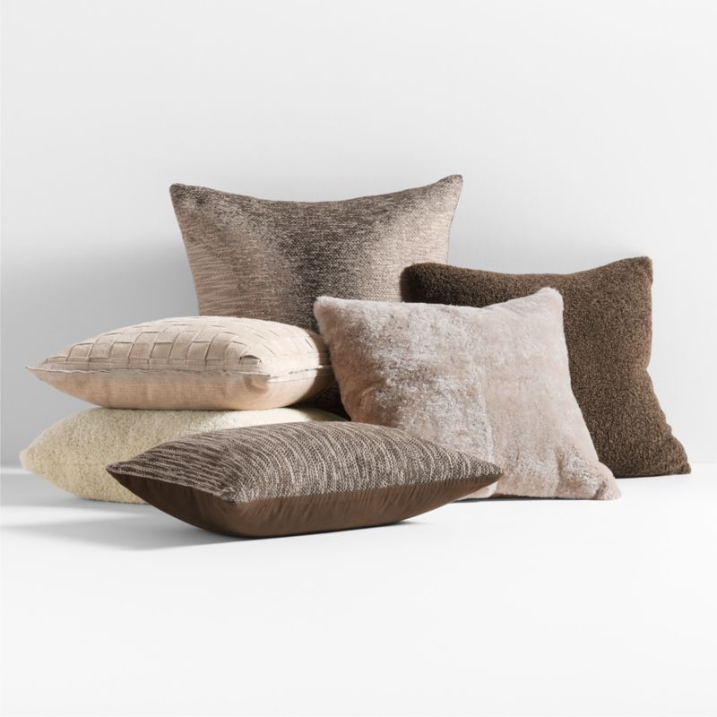 Faux Shearling 20x20 Deep Brown Throw Pillow with Down-Alternative Insert - Image 1