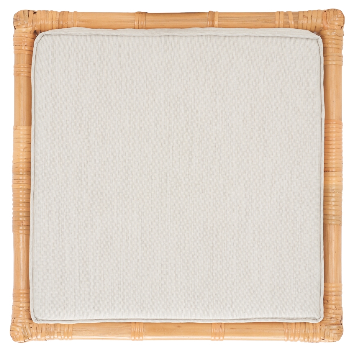 Larroux Rattan Ottoman W/ Cushion - Honey / White - Safavieh - Image 5