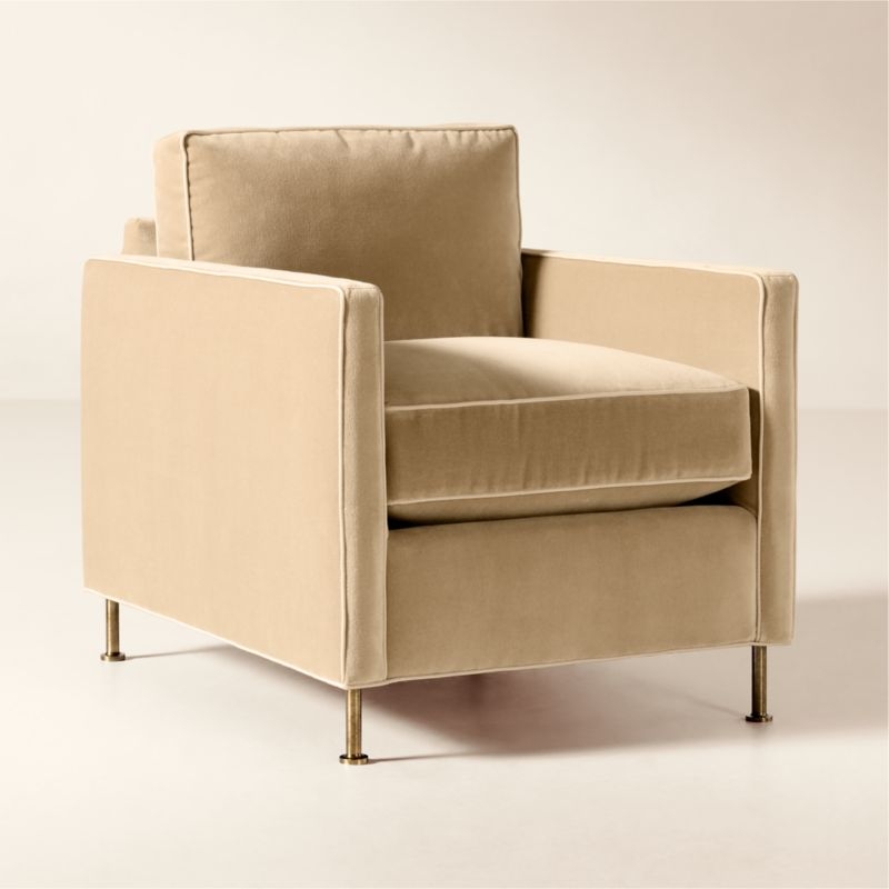 Brett Taupe Velvet Accent Chair - Image 3