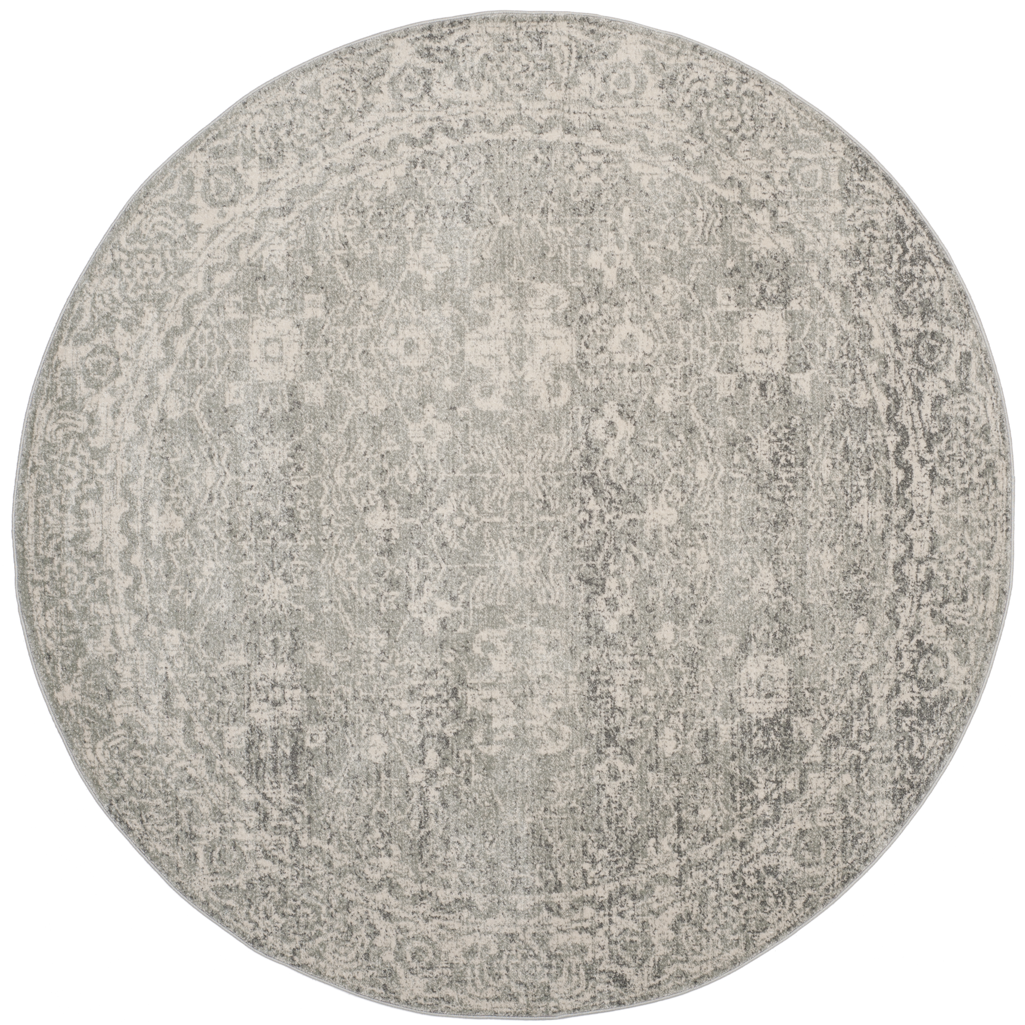 Arlo Home Woven Area Rug, EVK270Z, Silver/Ivory,  6' 7" X 6' 7" Round - Image 0