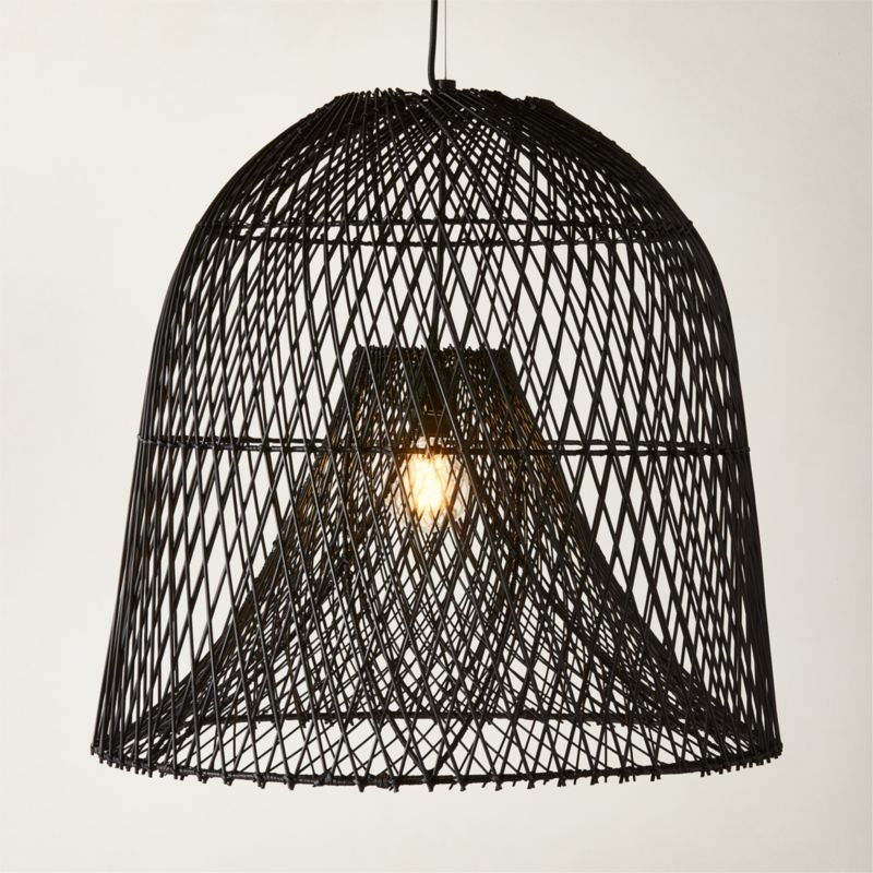 Nassa Woven Black Bamboo Pendant Light - Image 1