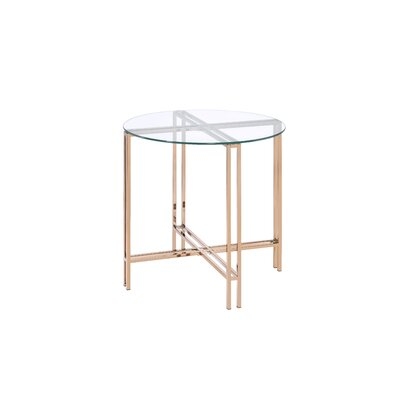 Hydesville Glass Top Cross Legs End Table - Image 0