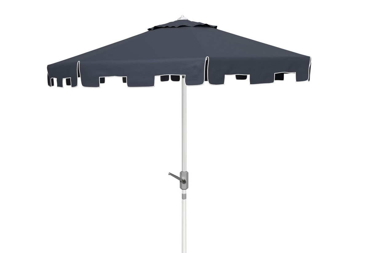 Zimmerman 9 Ft Market Umbrella - Navy/White - Safavieh - Image 0