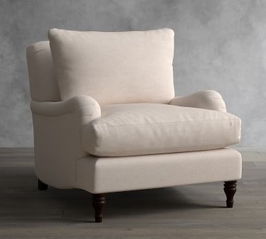 Carlisle English Arm Upholstered Armchair, Polyester Wrapped Cushions, Chenille Basketweave Taupe - Image 1