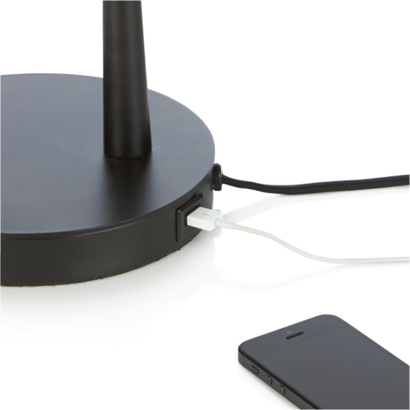 Morgan Black Metal Desk Lamp with USB Port - Image 2