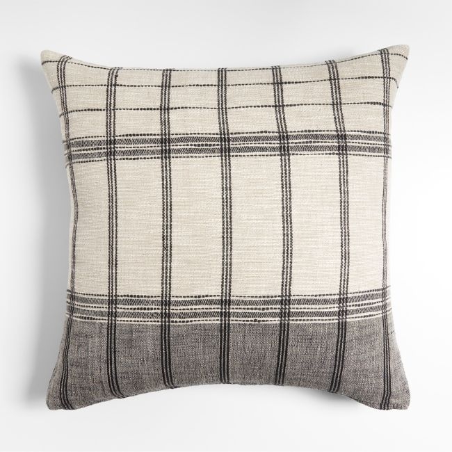 Stilyagi 23" Slubby Ink Black Plaid Pillow Cover - Image 0