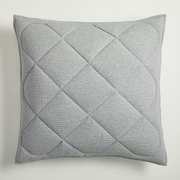 Jersey Ribbed Comforter, Euro Sham, Medium Gray - Image 0