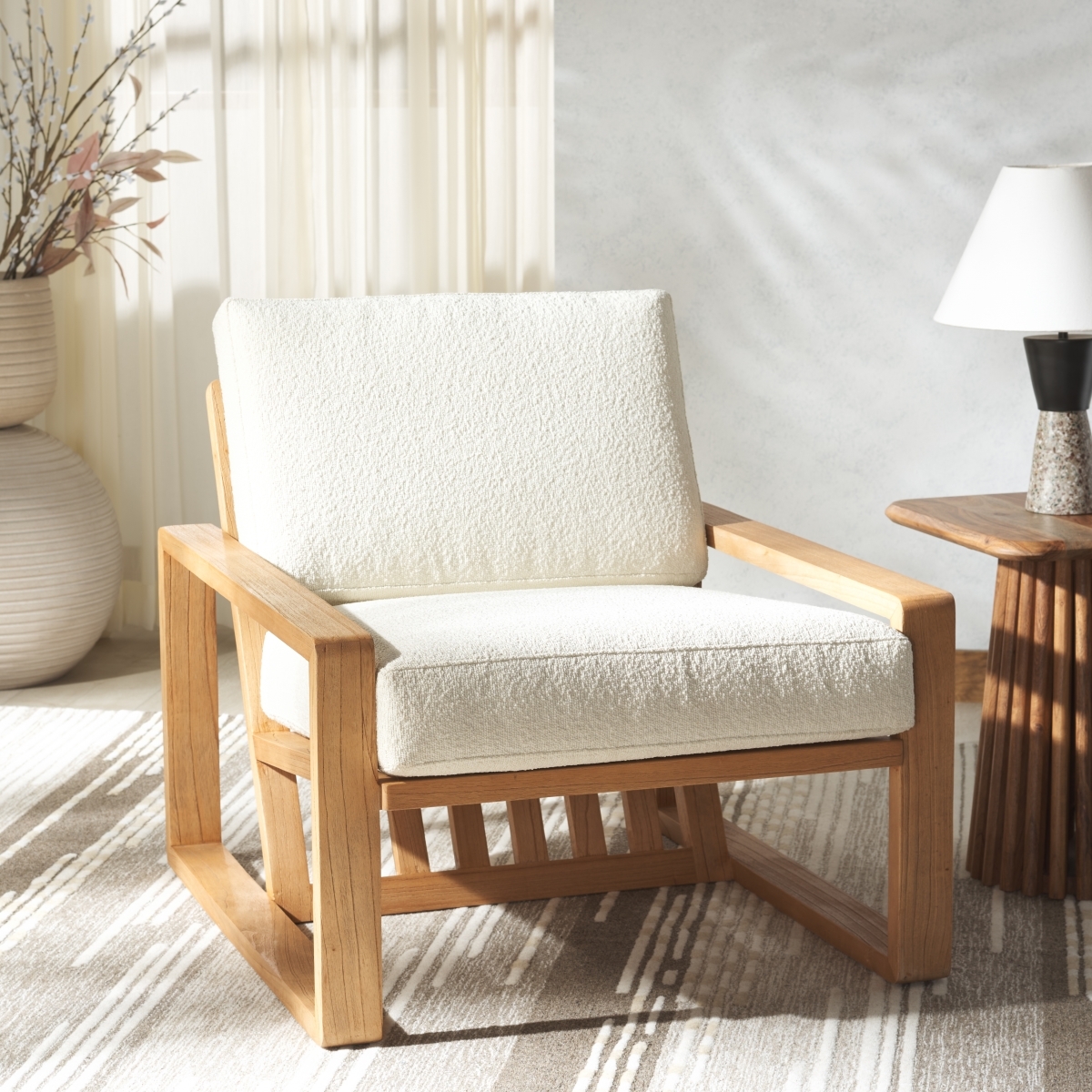Decarlo Wooden Frame Accent Chair - Beige/Natural - Image 1