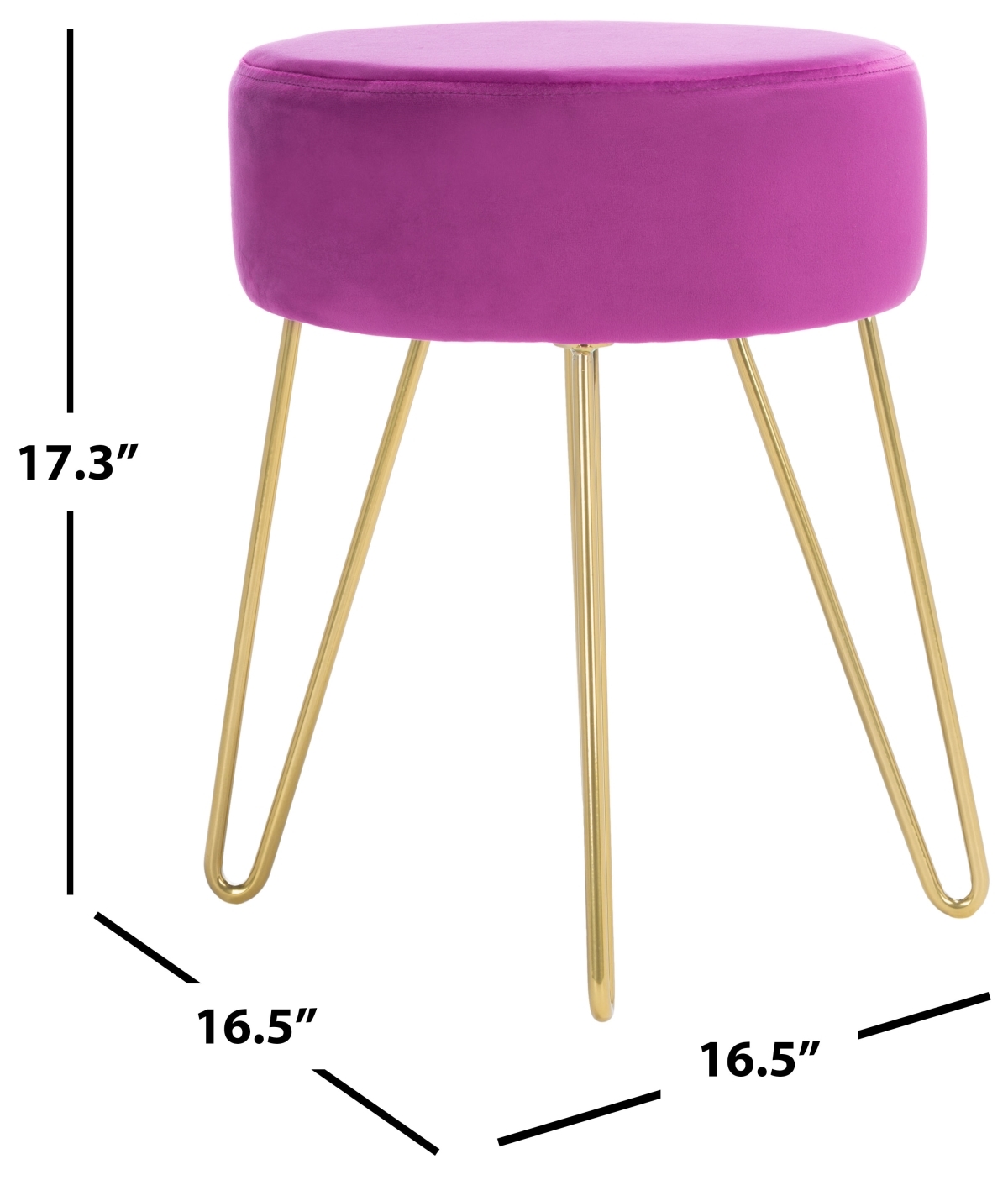 Abrea Round Ottoman - Boysenberry / Gold - Safavieh - Image 6