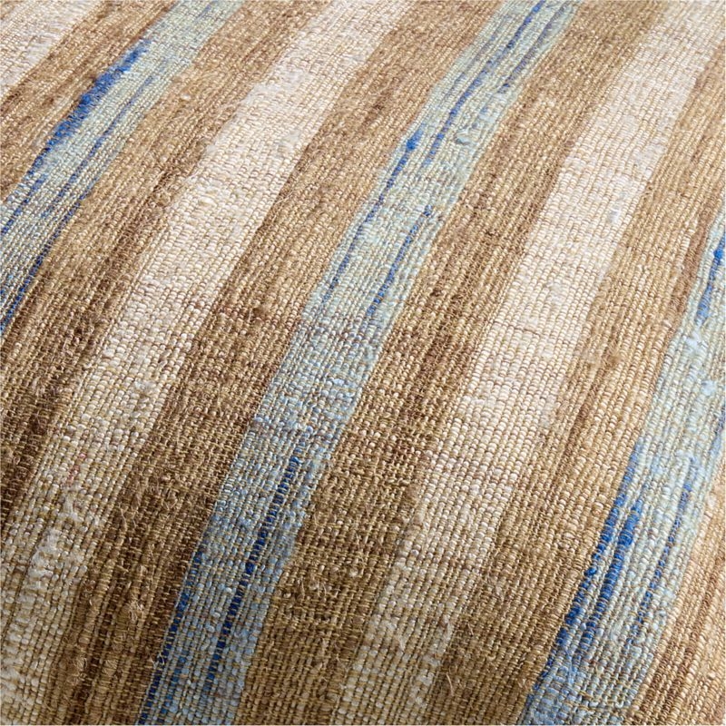 Riviera Stripe 23x23 Pale Blue Throw Pillow with Feather Insert - Image 4
