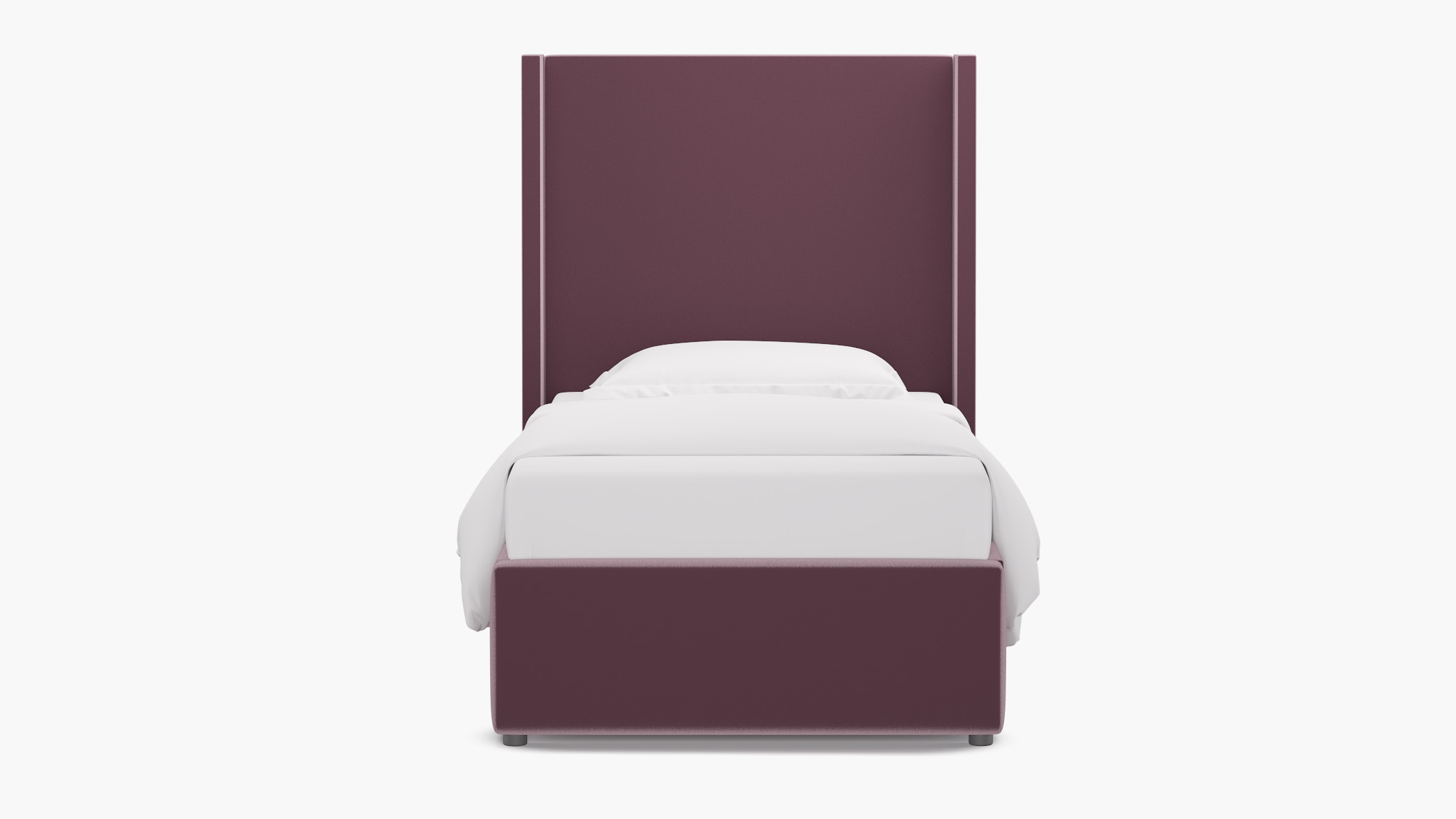 Modern Wingback Bed, Lavender Performance Plush Velvet, Twin - Image 0