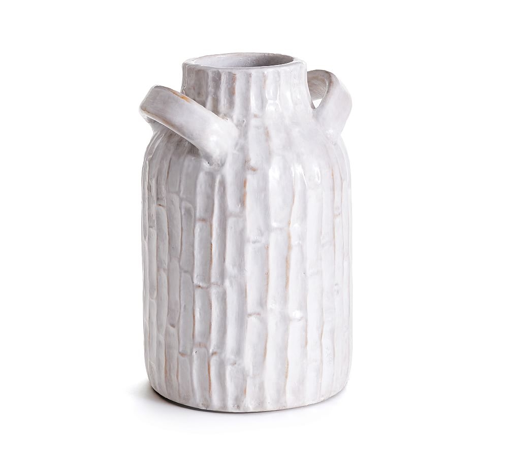 Vivian Terra Cotta Vase, White, 12"H - Image 0