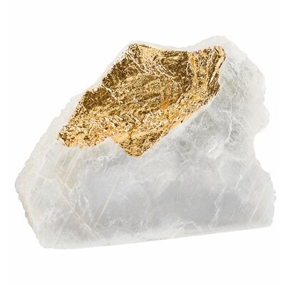 Shaunte Selenite Glass Transparent Sculpture with Gold Foil - Image 0