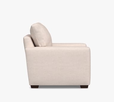 Pearce Modern Square Arm Upholstered Armchair, Down Blend Wrapped Cushions, Performance Brushed Basketweave Ivory - Image 2
