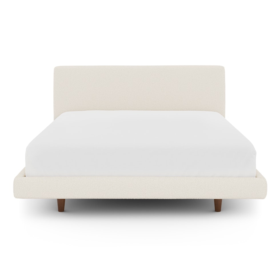 Tessu Queen Low Profile Upholstered Bed - Ivory Wool Bouclé - Image 1