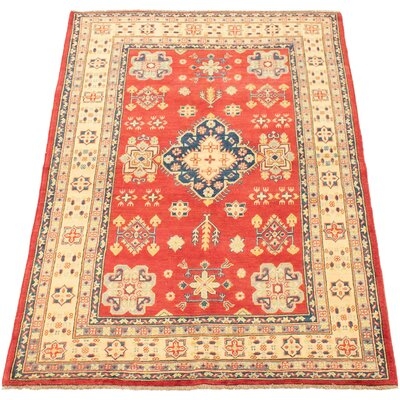 One-of-a-Kind Gorm Hand-Knotted 2010s Uzbek Gazni Green/Ivory/Red 4'9" x 6'11" Wool Area Rug - Image 0