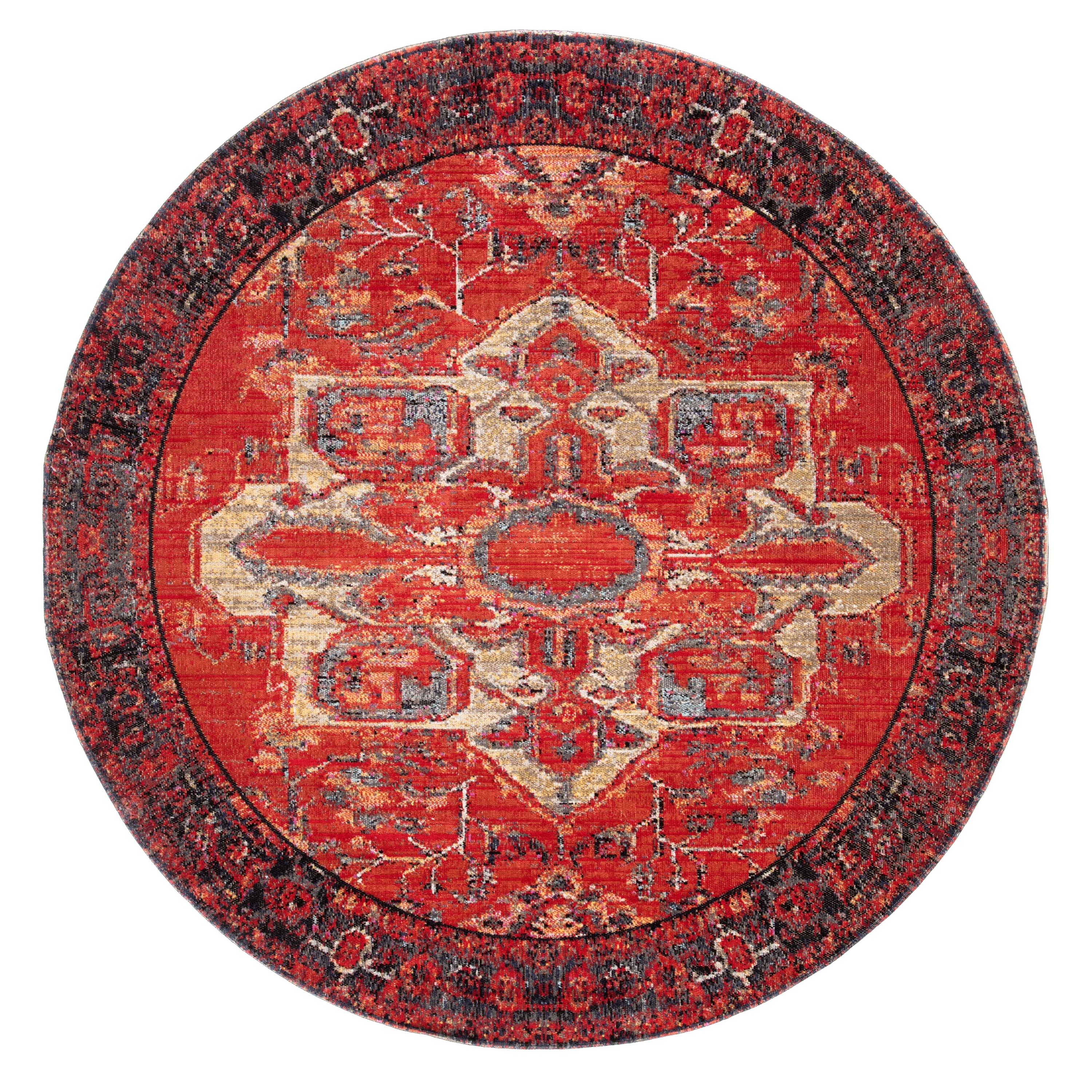 Leighton Indoor/ Outdoor Medallion Red/ Blue Round Area Rug (7'10"X7'10") - Image 0
