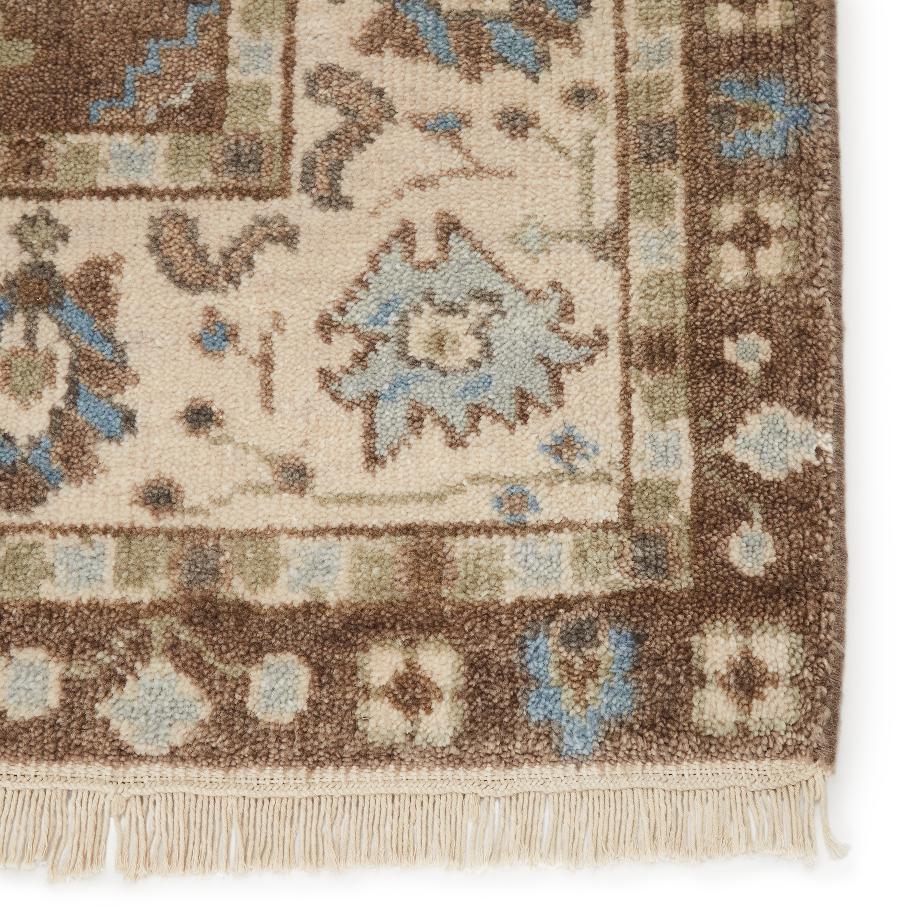 Princeton Hand-Knotted Floral Tan/ Light Blue Area Rug (2'X3') - Image 3
