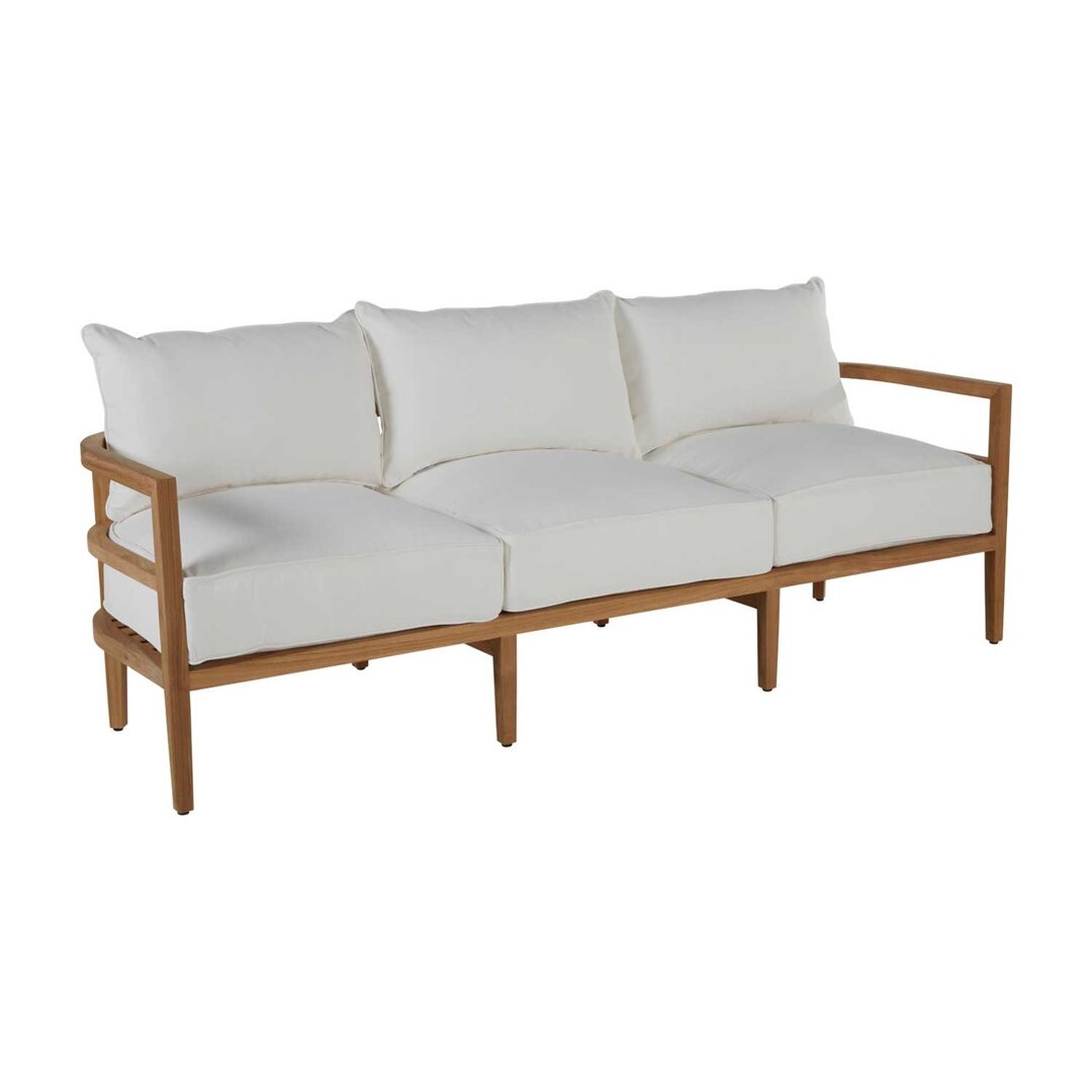 Summer Classics Santa Barbara 87"" Wide Outdoor Teak Patio Sofa with Cushions - Image 0