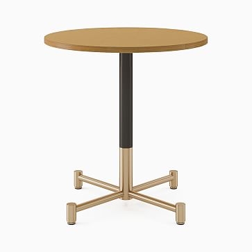 Restaurant Table, 30" Round W Sealer, Dark Walnut, Dining Height 4 Branch Base, Bronze, Brass - Image 1