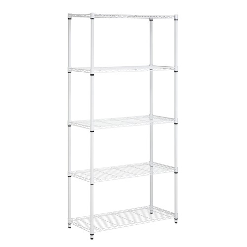 5-Tier White Heavy-Duty Adjustable Storage Shelving, 350-Pound Shelf Capacity - Image 0