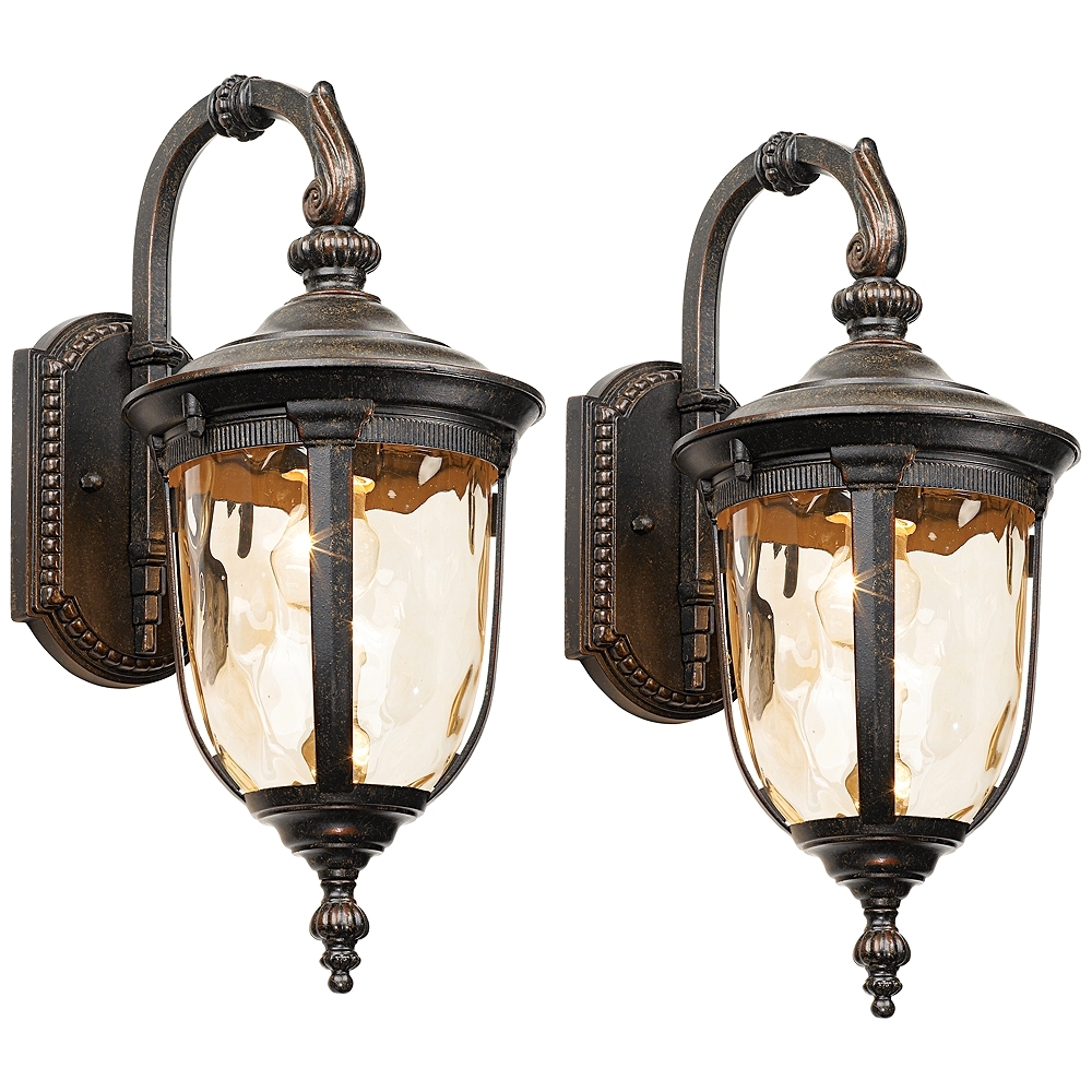 Bellagio 16 1/2" High Bronze Downbridge Outdoor Wall Light Set of 2 - Image 0