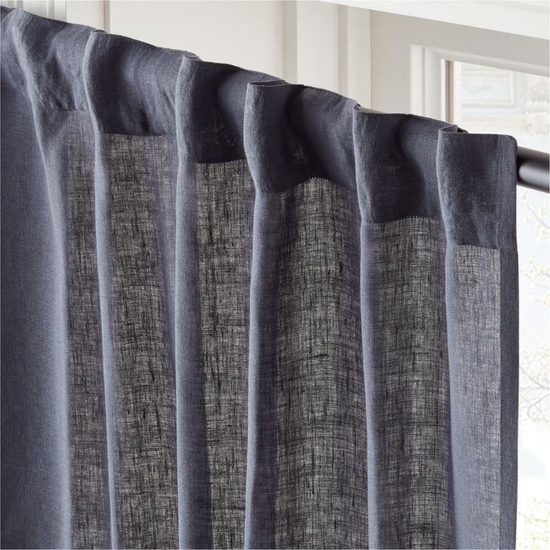 EUROPEAN FLAX™-Certified Linen Dark Blue Window Curtain Panel 48''x108'' - Image 3