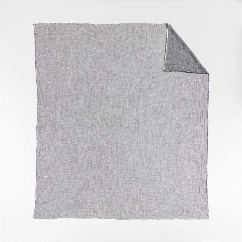 Reversible Stripe Gauze 80"x80" Ink Black and Arctic Ivory Bed Blanket - Image 2