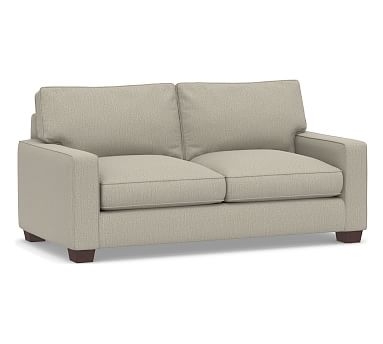 PB Comfort Square Arm Upholstered Sofa 76.5", Box Edge, Down Blend Wrapped Cushions, Chenille Basketweave Pebble - Image 0