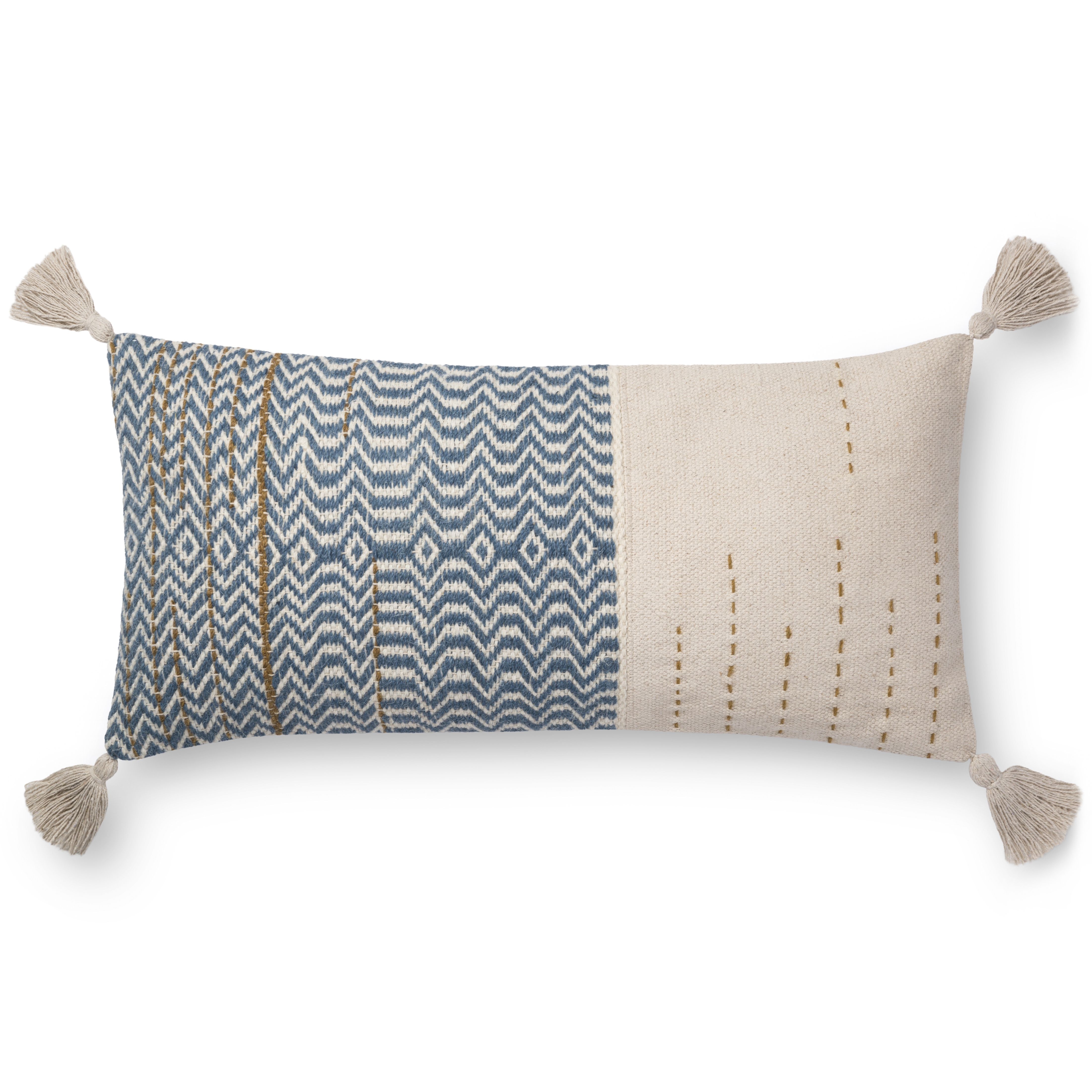Magnolia Home by Joanna Gaines PILLOWS P1086 IVORY / BLUE 12" x 27" Cover Only - Image 0