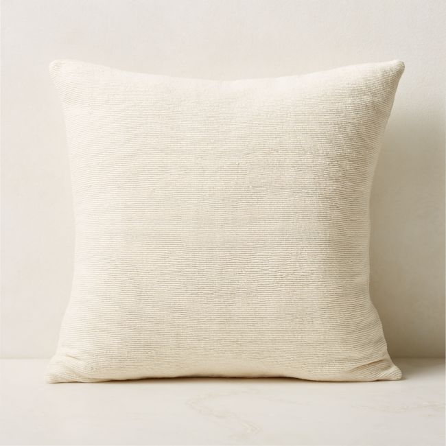 Seca Ivory Silk Throw Pillow with Down-Alternative Insert 20'' - Image 0