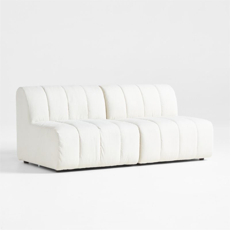 Jade Heathered Ivory 2-Piece Kids Puffer Armless Modular Sofa - Image 1
