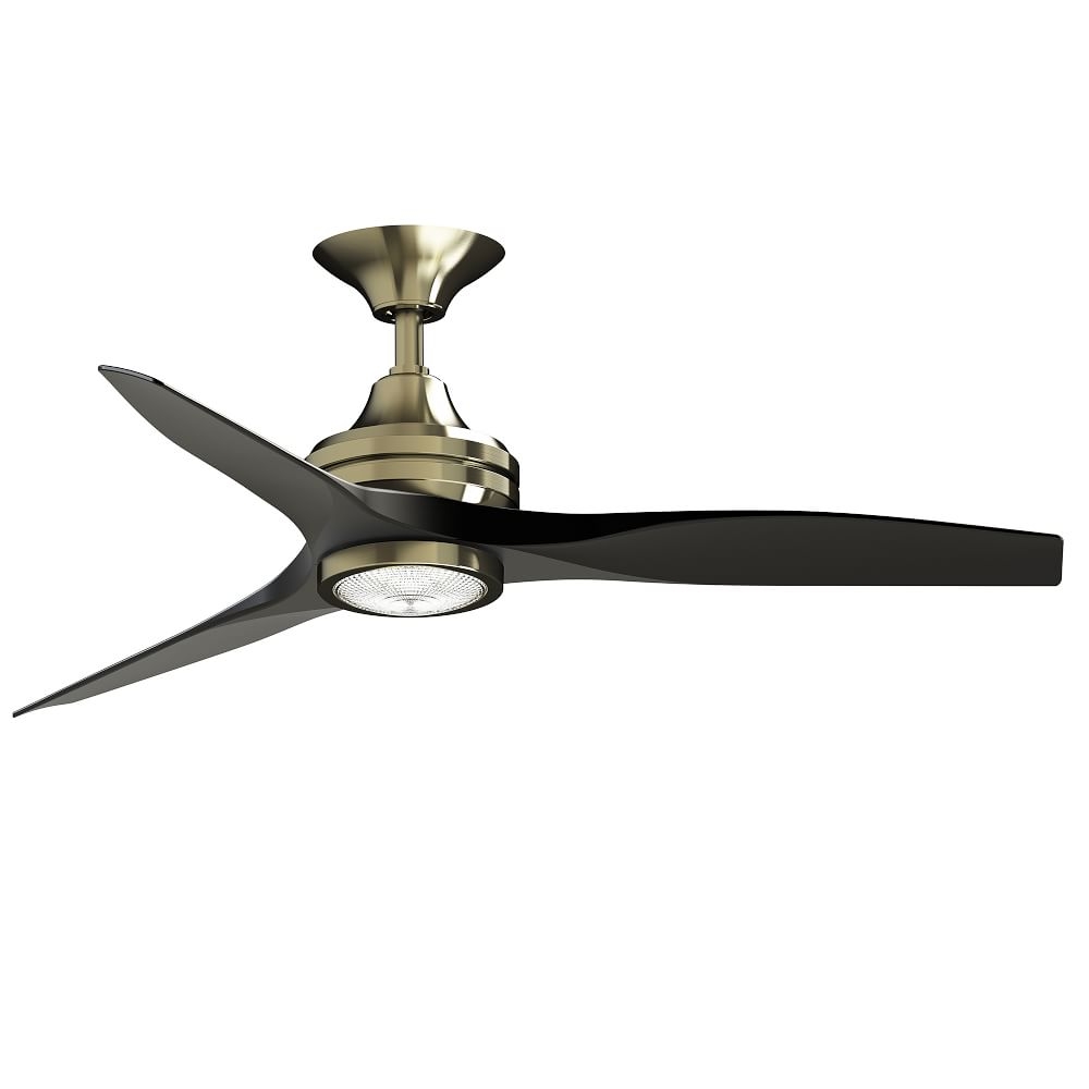 Fanimation Spitfire Ceiling Fan With Light Kit, Polished Brass + Black, 48" - Image 0