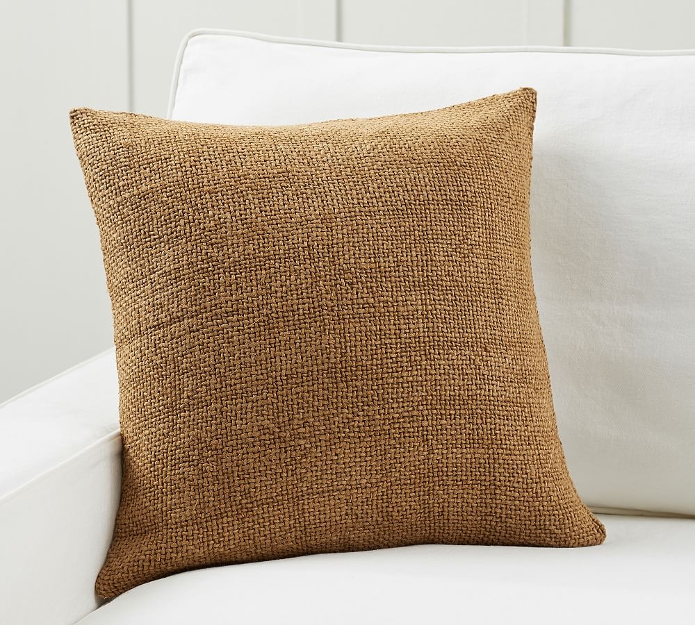 Faye Linen Textured Pillow Cover, 20", Tobacco - Image 0