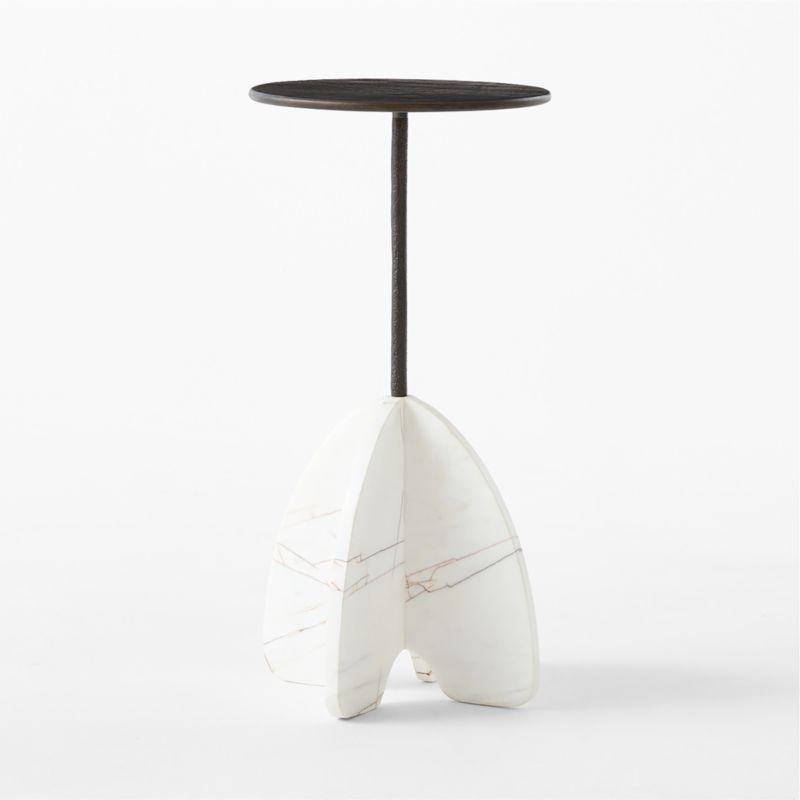 Spazio Bronze and White Marble Side Table - Image 1