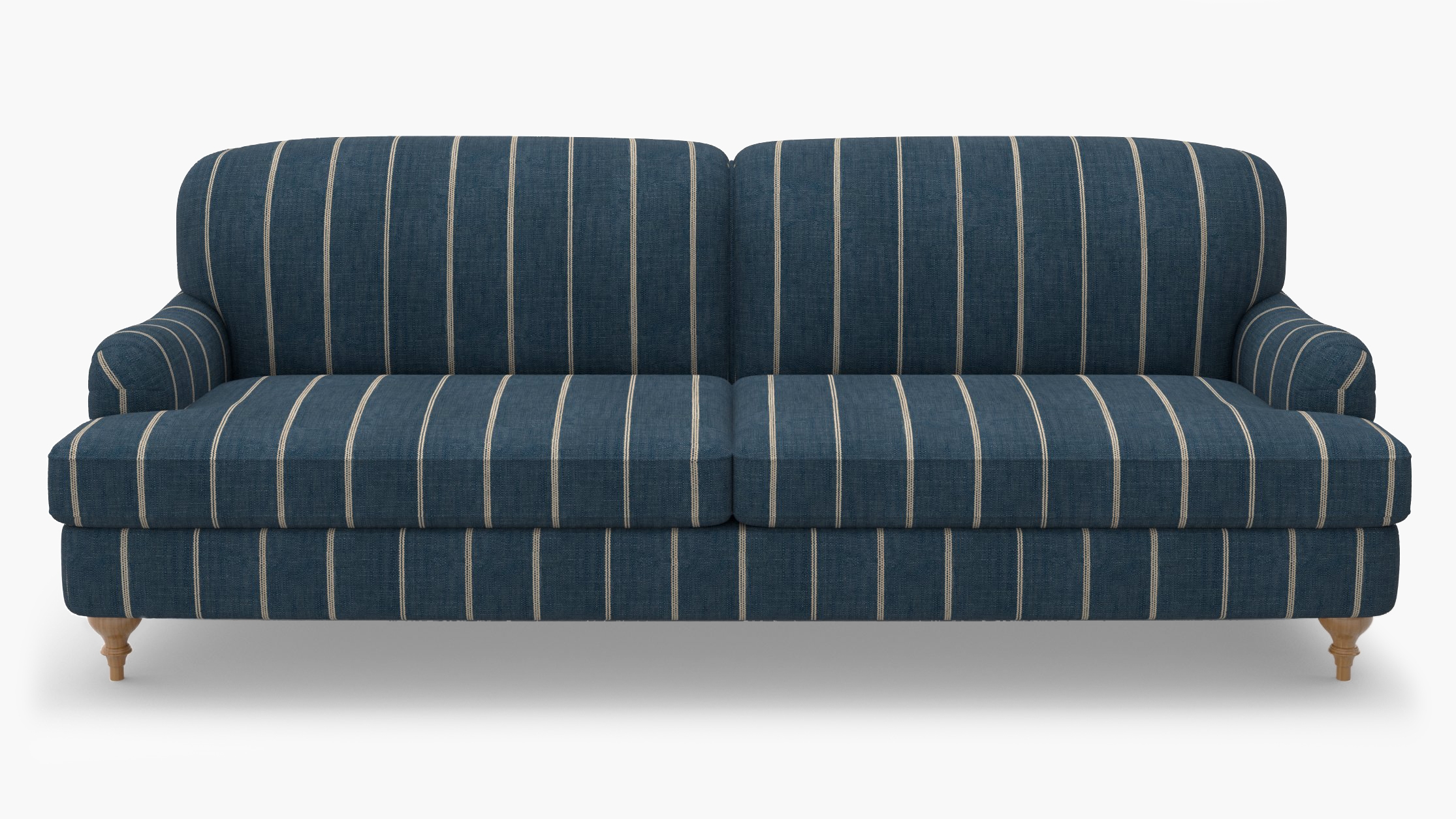 English Roll Arm Sofa, Indigo Felix, Natural Turned Wood Leg - Image 0