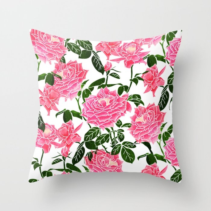 Rose || Couch Throw Pillow by 83 Orangesa(r) Art Shop - Cover (16" x 16") with pillow insert - Outdoor Pillow - Image 0
