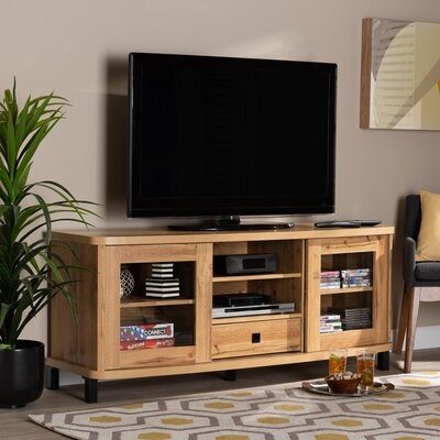 Aadesh Modern And Contemporary Oak Brown Finished Wood 1-Drawer TV Stand - Image 0
