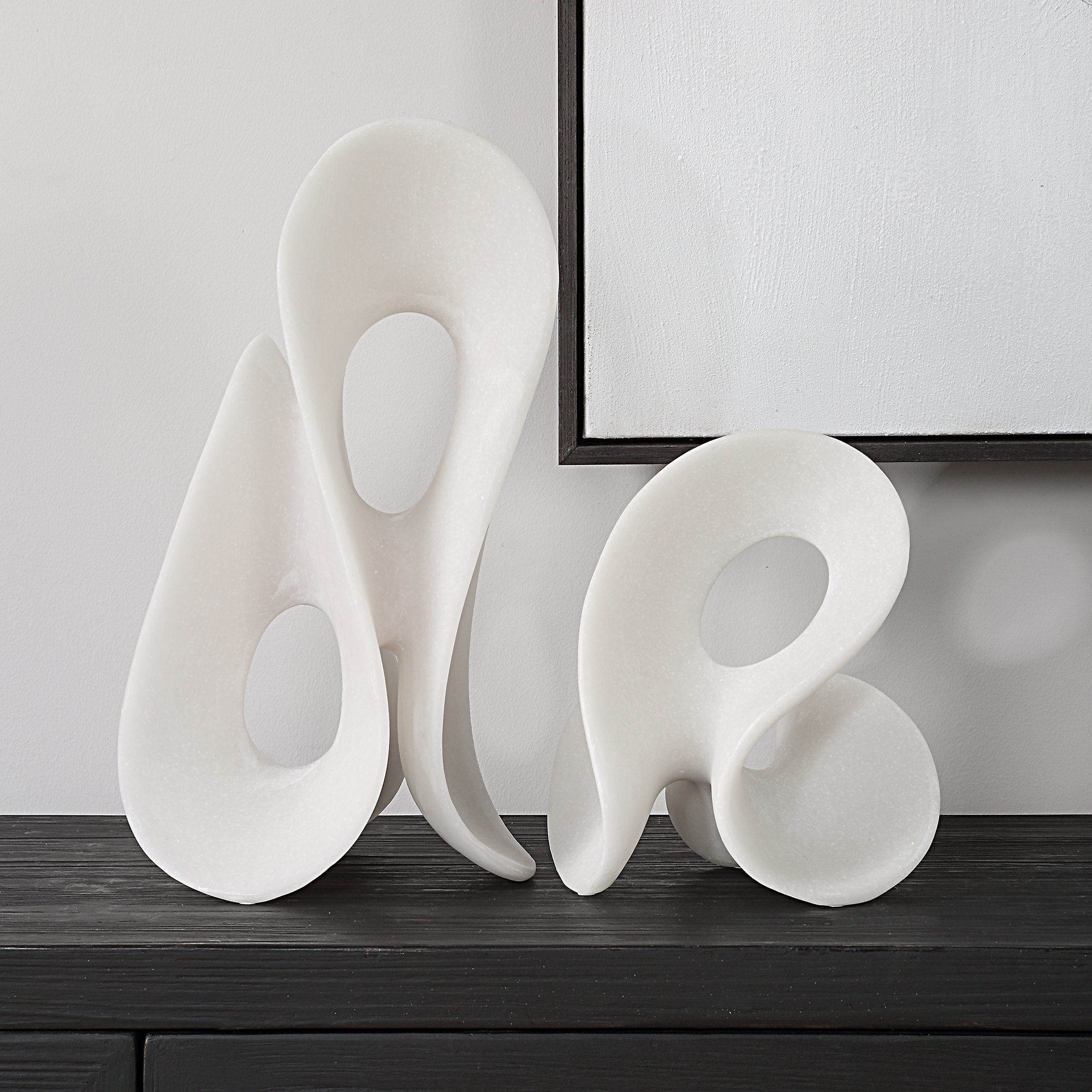 Silent Wave White Sculptures Set/2 - Image 1