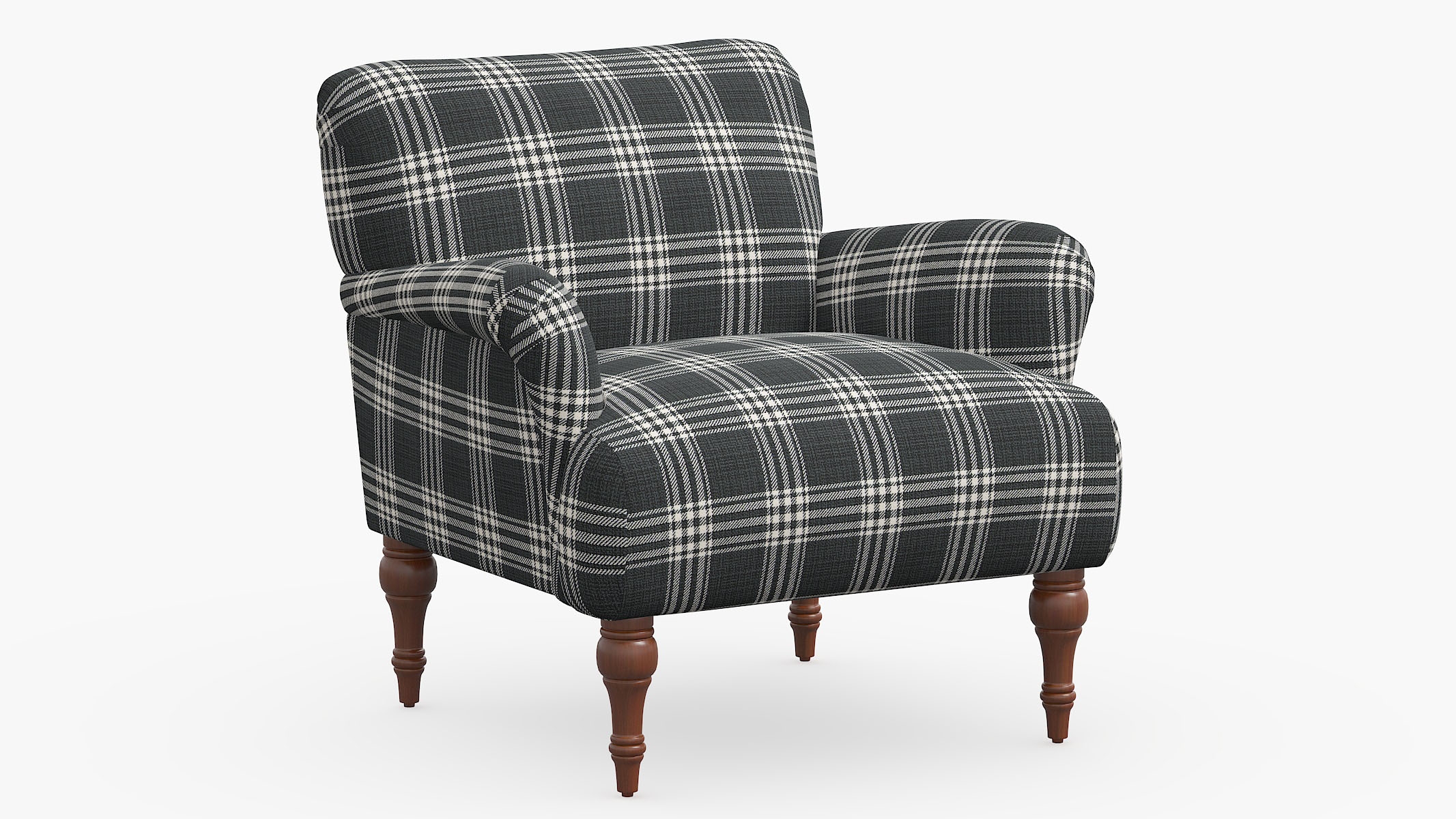 Traditional Accent Chair, Barnegat Plaid, Espresso - Image 0