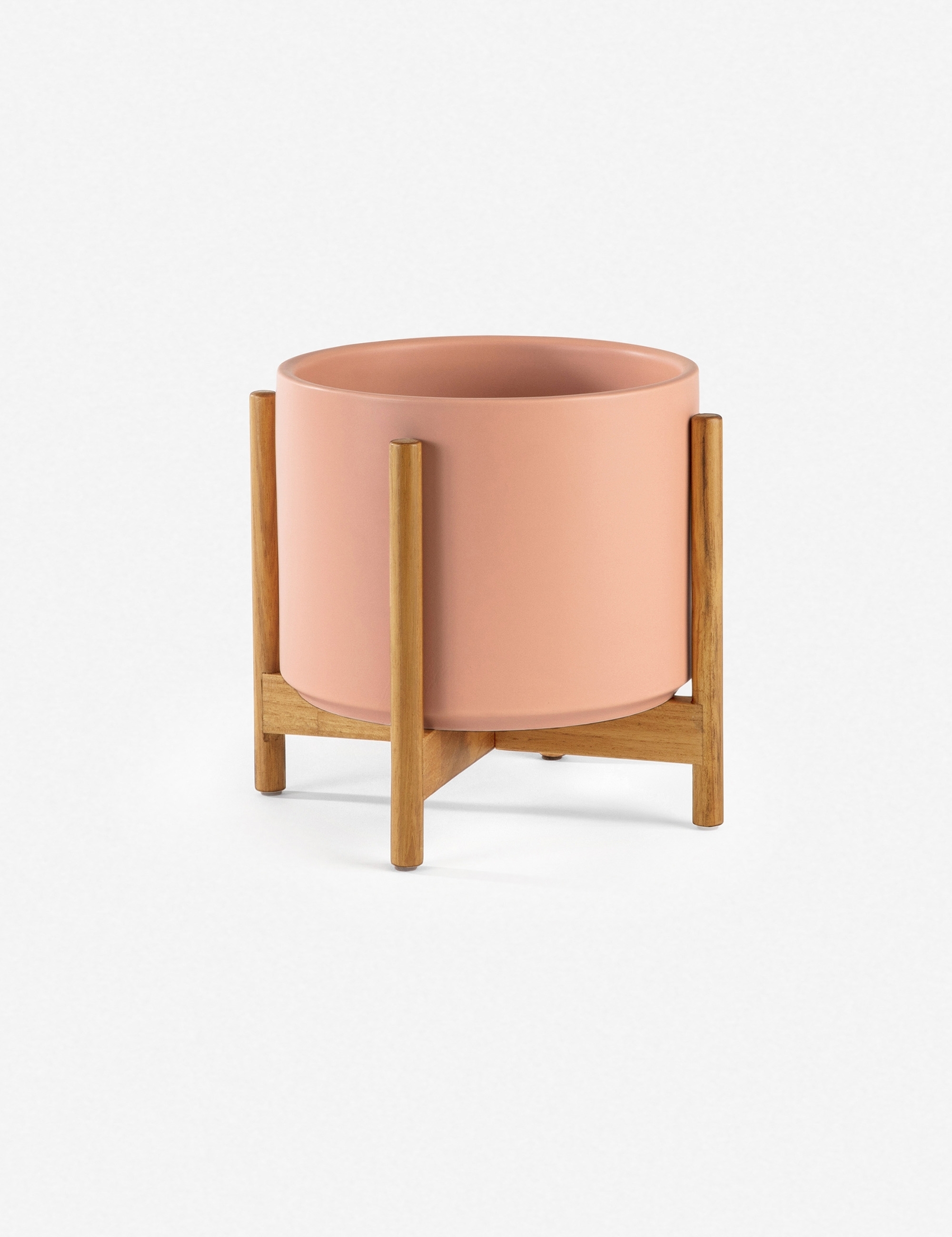 LBE Design Ceramic Planter, Peach 10"Dia x 9"H - with stand - Image 4