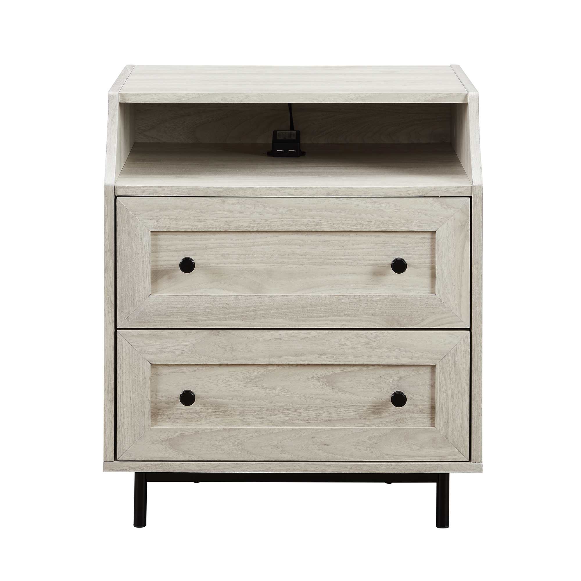 Welsh 22" Curved Open Top 2 Drawer Nightstand with USB - Birch - Image 2