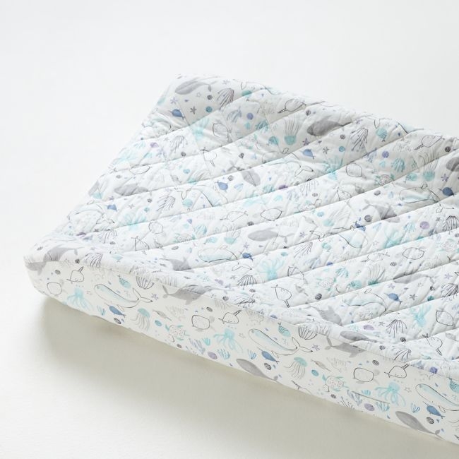 Organic Cotton Sea Baby Changing Pad Cover - Image 0