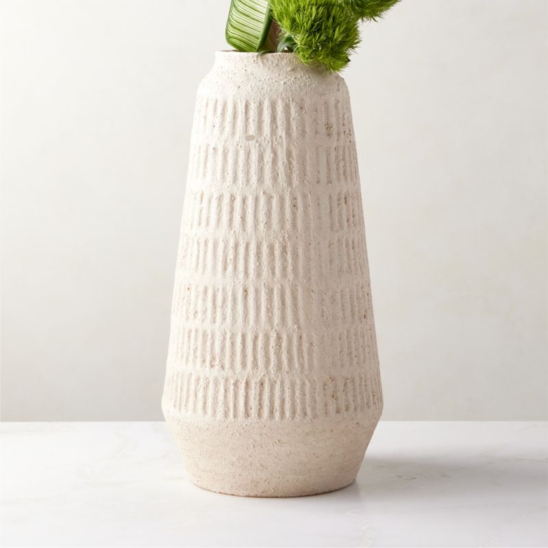 Domitia Textured Ivory White Vase Tall - Image 1